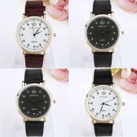 Geneva® Unisex Watch PU Leather with Glass & Zinc Alloy gold color plated with rhinestone 40mm Length Approx 9.4 Inch Sold By PC