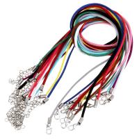 corde de laine corde de collier, fer fermoir homard, avec 1.5Inch chaînes de rallonge, Placage de couleur argentée, unisexe, plus de couleurs à choisir, 2mm, Longueur:Environ 19 pouce, 10Strandstoron/lot, Vendu par lot