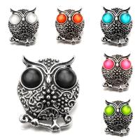 Jewelry Snap Button Zinc Alloy with Resin Owl antique silver color plated lead & cadmium free 18mm Sold By Bag