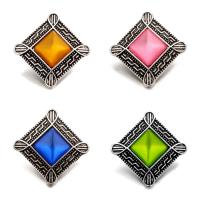 Jewelry Snap Button Zinc Alloy with Resin Rhombus antique silver color plated lead & cadmium free 18mm Sold By Bag
