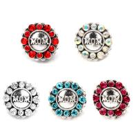 Jewelry Snap Button Zinc Alloy Flat Round antique silver color plated with letter pattern & with rhinestone lead & cadmium free 18mm Sold By Bag