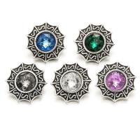 Jewelry Snap Button, Tibetan Style, with Crystal, antique silver color plated, faceted, more colors for choice, lead & cadmium free, 18mm, 10PCs/Bag, Sold By Bag