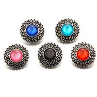 Jewelry Snap Button Zinc Alloy with Resin Flat Round antique silver color plated lead & cadmium free 18mm Sold By Bag