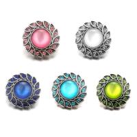 Jewelry Snap Button Zinc Alloy with Resin Flower antique silver color plated with rhinestone lead & cadmium free 18mm Sold By Bag