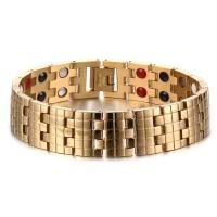 Stainless Steel Bracelet, with Porcelain, real gold plated, hygienical & for man, 16mm, Sold Per Approx 8.5 Inch Strand
