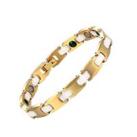 Tungsten Steel Bracelet, with Porcelain, real gold plated, hygienical & for woman, 8mm, Sold Per Approx 7.5 Inch Strand