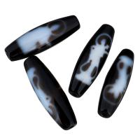 Natural Tibetan Agate Dzi Beads, Oval, two tone & double-sided, 38x12x2.50mm, Hole:Approx 2mm, Sold By PC