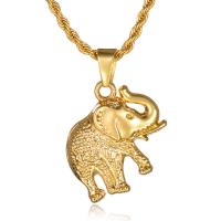 ожерелье для свитер, Латунь, Слон, плакирован золотом, Мужская & веревки цепи, не содержит никель, свинец, 30x40mm, Продан через Приблизительно 27.5 дюймовый Strand