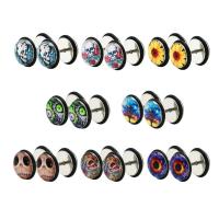 Stainless Steel Piercing Earring, different designs for choice & enamel, 6x10mm, Sold By Pair