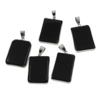Black Agate Pendants, with Tibetan Style, Rectangle, 22x34x5mm, Hole:Approx 6mm, 5PCs/Bag, Sold By Bag