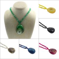 Agate Necklace, Ice Quartz Agate, brass magnetic clasp, for woman, more colors for choice, 3mm, 55x45x17mm, Sold Per Approx 18 Inch Strand