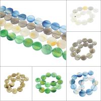 Agat perler, Agate, Flad Rund, forskellige materialer til valg, 26x6mm, Hole:Ca. 1.5mm, Ca. 15pc'er/Strand, Solgt Per Ca. 15.3 inch Strand