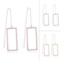 Cubic Zirconia Micro Pave Brass Earring, Rectangle, plated, micro pave cubic zirconia & for woman, more colors for choice, nickel, lead & cadmium free, 28x80mm, Sold By Pair