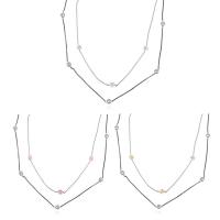 Swarovski Elements Crystal Sweater Kette Halskette, Messing, mit Swarovski, mit Verlängerungskettchen von 5cm, platiniert, mit Bemaltung & Twist oval & für Frau & facettierte & 2 strängig, keine, frei von Nickel, Blei & Kadmium, 8mm, verkauft per ca. 30 ZollInch Strang