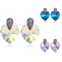 Swarovski Kristall Ohrring, Messing, mit Swarovski, Herz, platiniert, für Frau & facettierte, keine, frei von Nickel, Blei & Kadmium, 14x19mm, verkauft von Paar