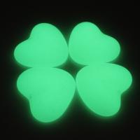 Poudre fluorescente Pierre Pendentif, coeur, lumineux, 30x31x7mm, Trou:Environ 1mm, Vendu par PC