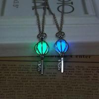 Luminated Necklace Zinc Alloy with Fluorescent Powder Stone with 5cm extender chain Key platinum color plated oval chain & for woman & hollow lead & cadmium free Sold Per Approx 17.5 Inch Strand