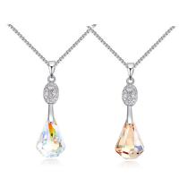 CRYSTALLIZED™ Element Crystal Necklace, Brass, with CRYSTALLIZED™, with 5cm extender chain, platinum plated, twist oval chain & for woman & faceted, more colors for choice, nickel, lead & cadmium free, 9x30mm, Sold Per Approx 15.5 Inch Strand