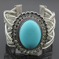 Fashion Turquoise Bracelets, Tibetan Style, antique silver color plated, Unisex & different styles for choice, lead & cadmium free, 45mm, Inner Diameter:Approx 60mm, Length:Approx 7.5 Inch, Sold By PC