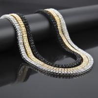 Zinc Alloy Jewelry Necklace plated & Unisex & with rhinestone nickel lead & cadmium free 8mm Sold By Strand