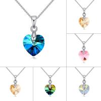 CRYSTALLIZED™ Element Crystal Necklace, Brass, with CRYSTALLIZED™, with 5cm extender chain, Heart, platinum plated, twist oval chain & for woman & faceted, more colors for choice, nickel, lead & cadmium free, 10x20mm, Sold Per Approx 15.5 Inch Strand