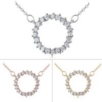 Cubic Zircon Micro Pave Brass Necklace, with 5cm extender chain, Donut, plated, oval chain & micro pave cubic zirconia & for woman, more colors for choice, nickel, lead & cadmium free, 16x16mm, Sold Per Approx 15.5 Inch Strand