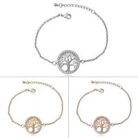 Brass, with 4cm extender chain, Tree, plated, tree of life design & oval chain & micro pave cubic zirconia & for woman, more colors for choice, nickel, lead & cadmium free, 20mm, Sold Per Approx 6 Inch Strand