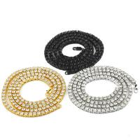 Zinc Alloy smykker halskæde, forgyldt, forskellige længde for valg & Unisex & med rhinestone, flere farver til valg, nikkel, bly & cadmium fri, 4mm, Solgt af Strand