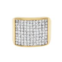 Rhinestone Stainless Steel Finger Ring, gold color plated, Unisex & different size for choice & with rhinestone, nickel, lead & cadmium free, 20x25mm, Sold By PC