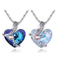 CRYSTALLIZED™ Element Crystal Necklace, Brass, with CRYSTALLIZED™, with 5cm extender chain, Heart, word love, platinum plated, rope chain & for woman & faceted, more colors for choice, nickel, lead & cadmium free, 19.5x21mm, Sold Per Approx 15.5 Inch Strand