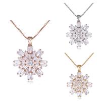 Brass Necklace with 5cm extender chain Snowflake plated for woman & with cubic zirconia & snakeskin pattern nickel lead & cadmium free Sold Per Approx 15.5 Inch Strand