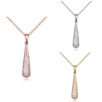 Brass Necklace with 5cm extender chain Teardrop plated oval chain & for woman & with cubic zirconia nickel lead & cadmium free Sold Per Approx 15.5 Inch Strand
