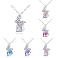 CRYSTALLIZED™ Element Crystal Necklace, Brass, with CRYSTALLIZED™, with 5cm extender chain, Butterfly, platinum plated, oval chain & for woman & faceted, more colors for choice, nickel, lead & cadmium free, 10x18mm, Sold Per Approx 15.5 Inch Strand