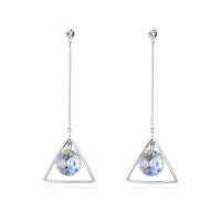 CRYSTALLIZED™ Element Crystal Earring, Brass, with CRYSTALLIZED™, Triangle, platinum plated, for woman & faceted, nickel, lead & cadmium free, 5.5x73mm, Sold By Pair