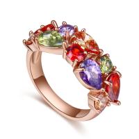 CRYSTALLIZED™ Element Crystal Finger Ring Brass with CRYSTALLIZED™ real rose gold plated for woman & with cubic zirconia multi-colored nickel lead & cadmium free 9mm US Ring Sold By PC