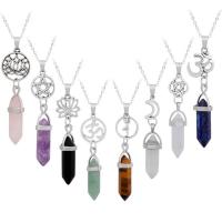 Gemstone Pendant, with Tibetan Style, pendulum, plated, different materials for choice & oval chain & for woman, lead & cadmium free, 32x8mm, Sold By PC