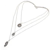 Tibetan Style Jewelry Necklace, with 1.96Inch extender chain, antique silver color plated, oval chain & for woman & 3-strand, nickel, lead & cadmium free, Sold Per Approx 16.1 Inch Strand
