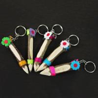 Wood Pencil Key Clasp with Zinc Alloy Unisex mixed colors 9cm Sold By Bag