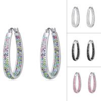 Rhinestone Earring Brass platinum plated for woman & with Austria rhinestone nickel lead & cadmium free Sold By Pair