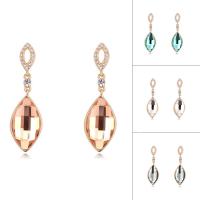 Austrian Crystal Earring, Brass, with Austrian Crystal, Horse Eye, real gold plated, for woman & with Austria rhinestone & faceted, more colors for choice, nickel, lead & cadmium free, 16x55mm, Sold By Pair