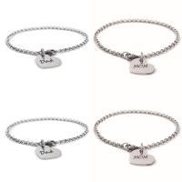 Stainless Steel Jewelry Bracelet Heart platinum plated charm bracelet & Unisex & rolo chain & with letter pattern & enamel Sold Per Approx 7.8 Inch Strand