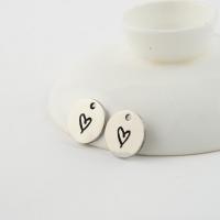 Stainless Steel Pendants Flat Round platinum plated with heart pattern & enamel 14mm Approx 2mm Sold By Lot