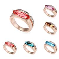 Элемента CRYSTALLIZED™ Кристалл палец кольцо, Латунь, с сваровский, плакирование настоящим розовым золотом, Женский & граненый, Много цветов для выбора, не содержит никель, свинец, 18mm, размер:6-9, продается PC