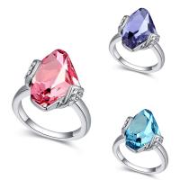 CRYSTALLIZED™ Element Crystal Finger Ring, Brass, with CRYSTALLIZED™, platinum plated, for woman & faceted, more colors for choice, nickel, lead & cadmium free, 18mm, US Ring Size:6-9, Sold By PC