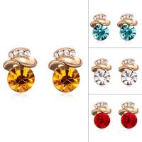 Rhinestone Earring Brass real rose gold plated for woman & with Austria rhinestone nickel lead & cadmium free Sold By Pair