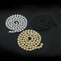 Zink Alloy Chain Necklace, plated, Unisex & med strass, fler färger för val, nickel, bly och kadmium gratis, 10mm, Såld Per Ca 30 inch Strand