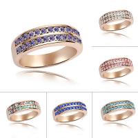 Rhinestone Finger Ring, Brass, real rose gold plated, for woman & with Austria rhinestone, more colors for choice, nickel, lead & cadmium free, 7mm, US Ring Size:7.5, Sold By PC