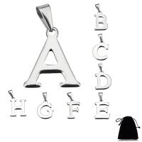 Stainless Steel Letter Pendants, with Non-woven Fabrics, different styles for choice, original color, 7-22x19-22x2mm, Hole:Approx 3x8mm, Sold By PC