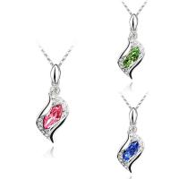 CRYSTALLIZED™ Element Crystal Necklace, Brass, with CRYSTALLIZED™, with 5cm extender chain, Leaf, platinum plated, bar chain & for woman & faceted, more colors for choice, nickel, lead & cadmium free, 15x40mm, Sold Per Approx 15.5 Inch Strand