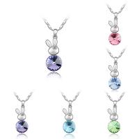 CRYSTALLIZED™ Element Crystal Necklace, Brass, with CRYSTALLIZED™, with 5cm extender chain, Rabbit, platinum plated, bar chain & for woman & faceted, more colors for choice, nickel, lead & cadmium free, 15x38mm, Sold Per Approx 15.5 Inch Strand